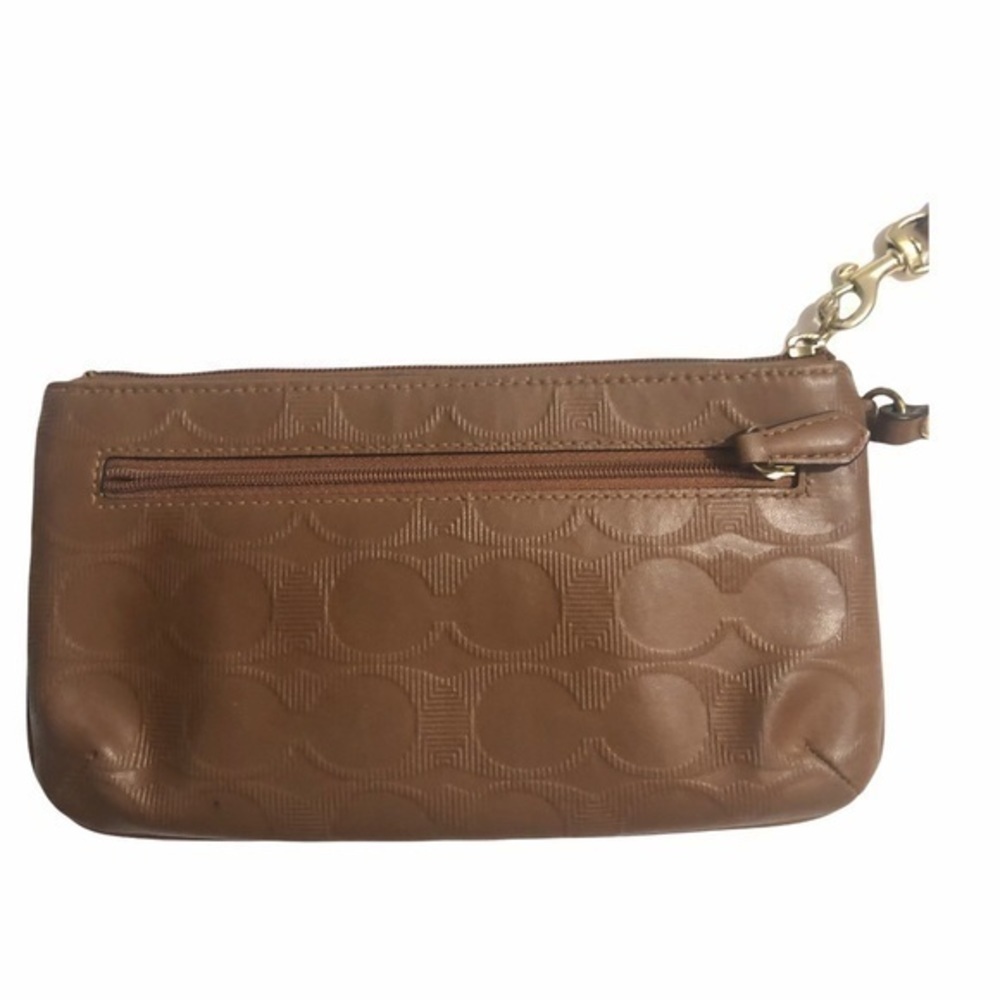 Coach brown embossed wristlet clutch bag - Picture 9 of 9